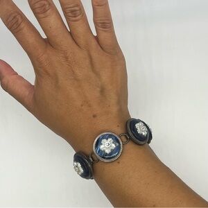 Vintage Blue Button Bracelet